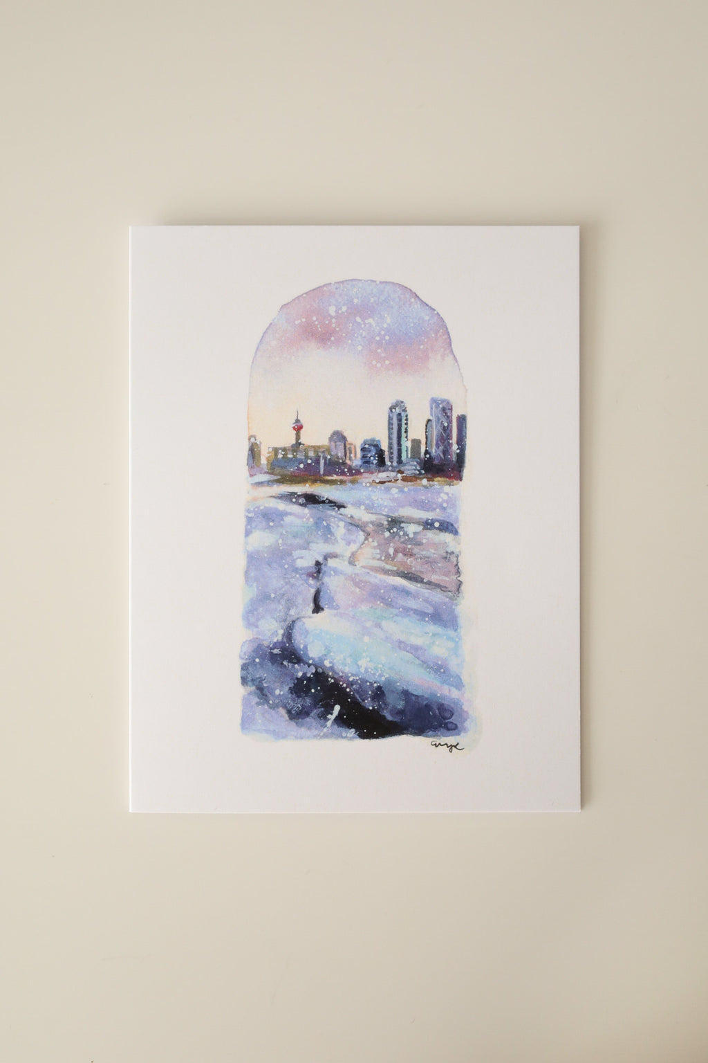 Snowy Calgary Sunset Greeting Card