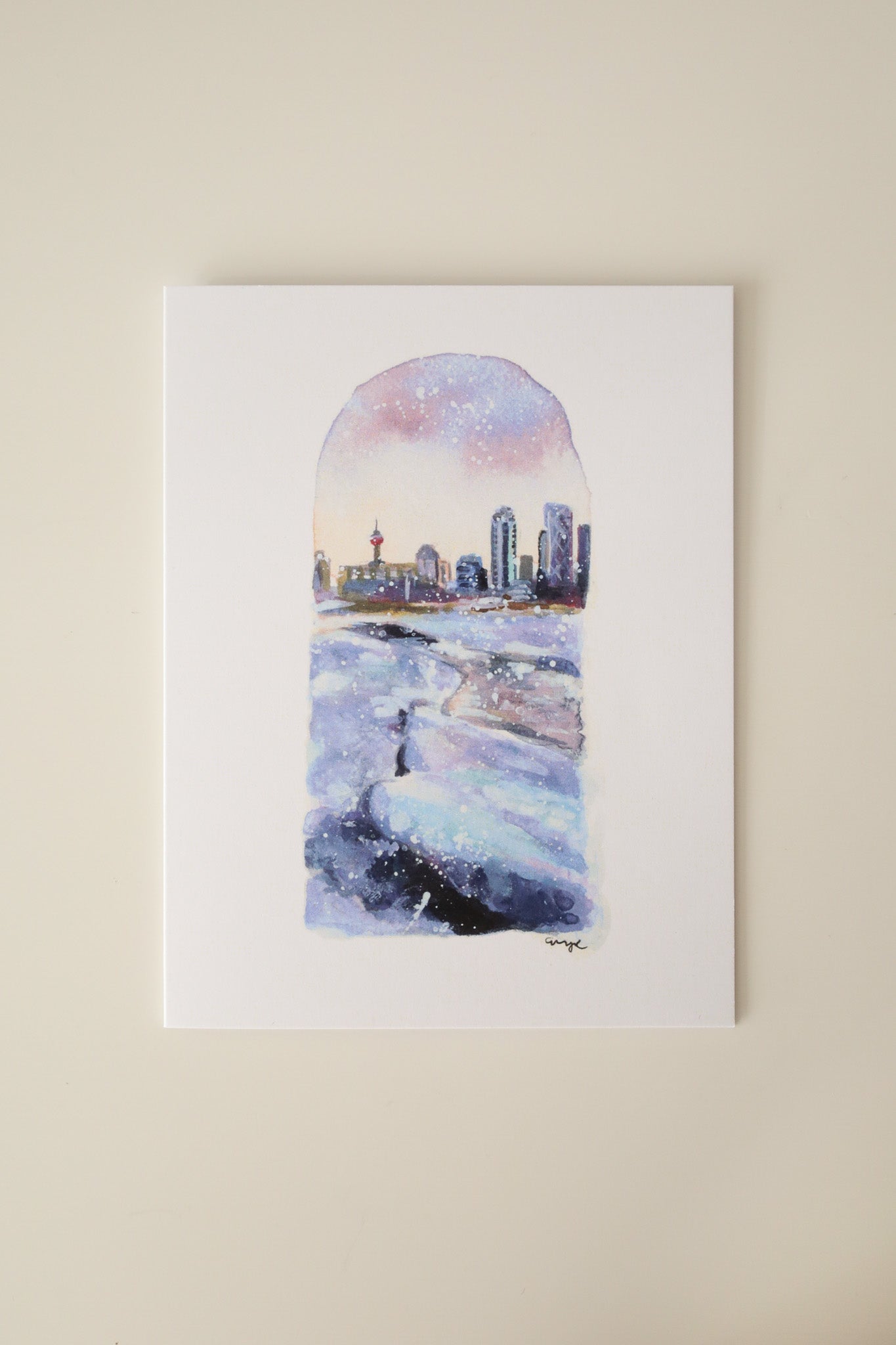 Snowy Calgary Sunset Greeting Card