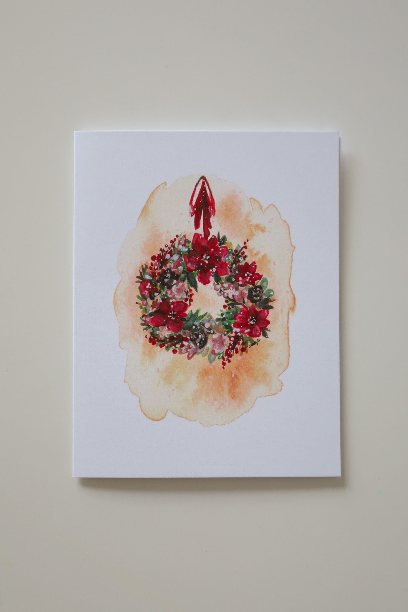 Bright Poinsettia Wreath Greeting Card