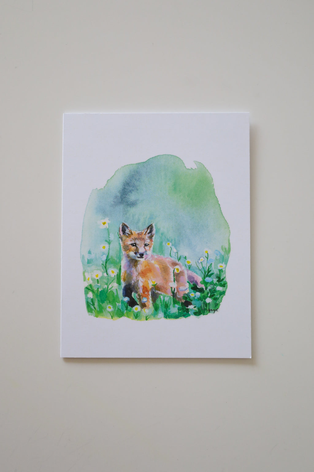 Baby Fox in the Daisies Greeting Card