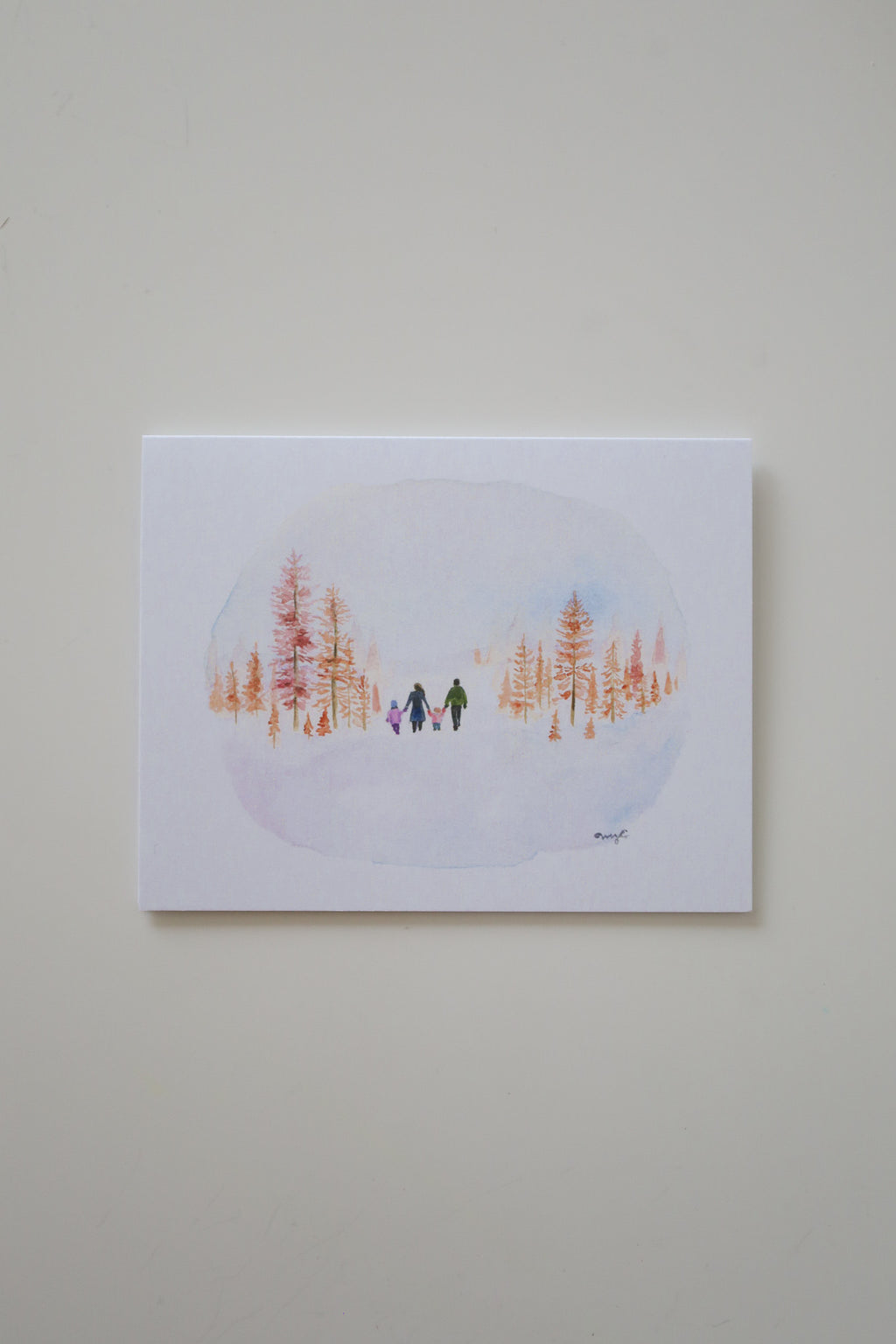 Family Winter Walk Greeting Card