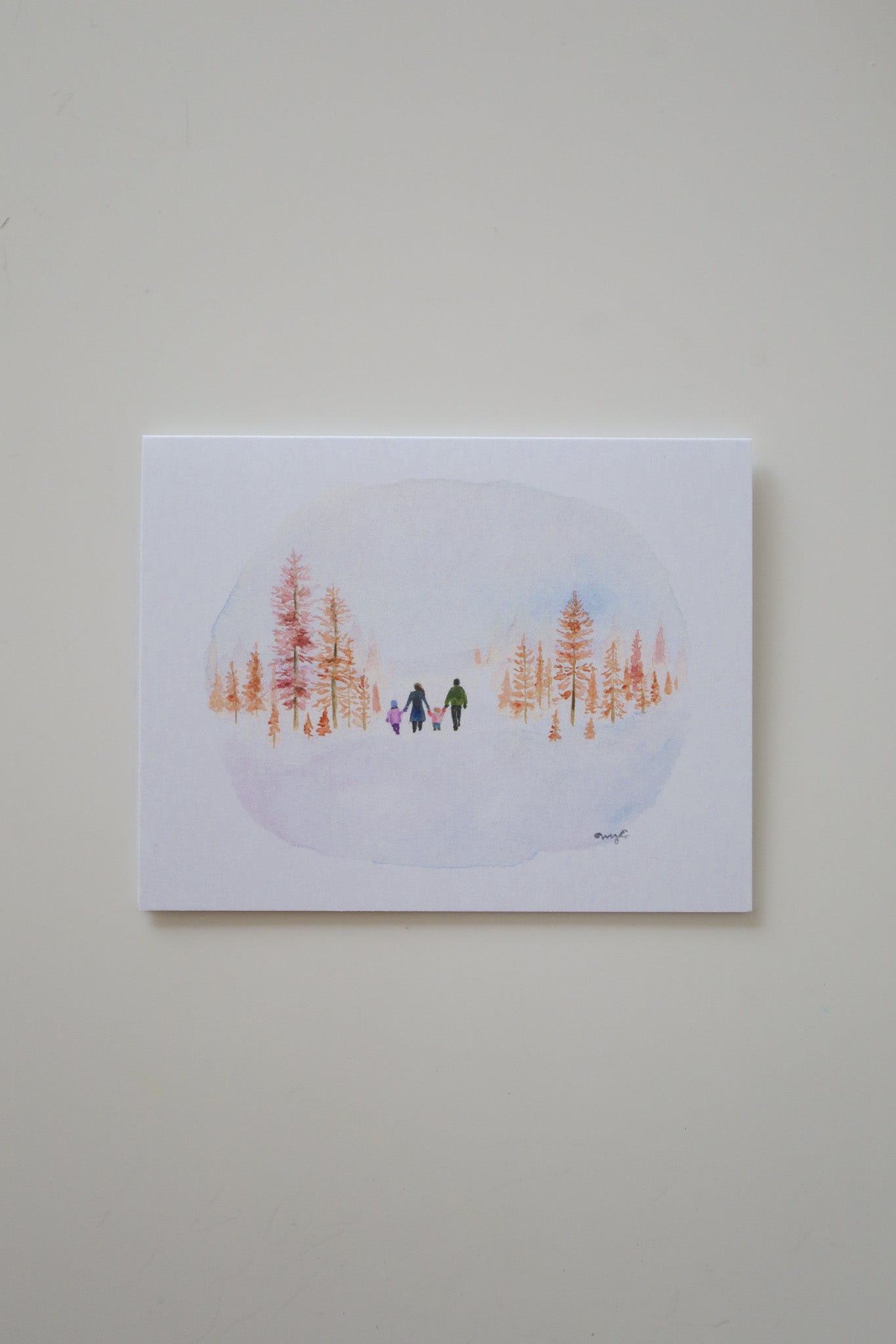 Family Winter Walk Greeting Card