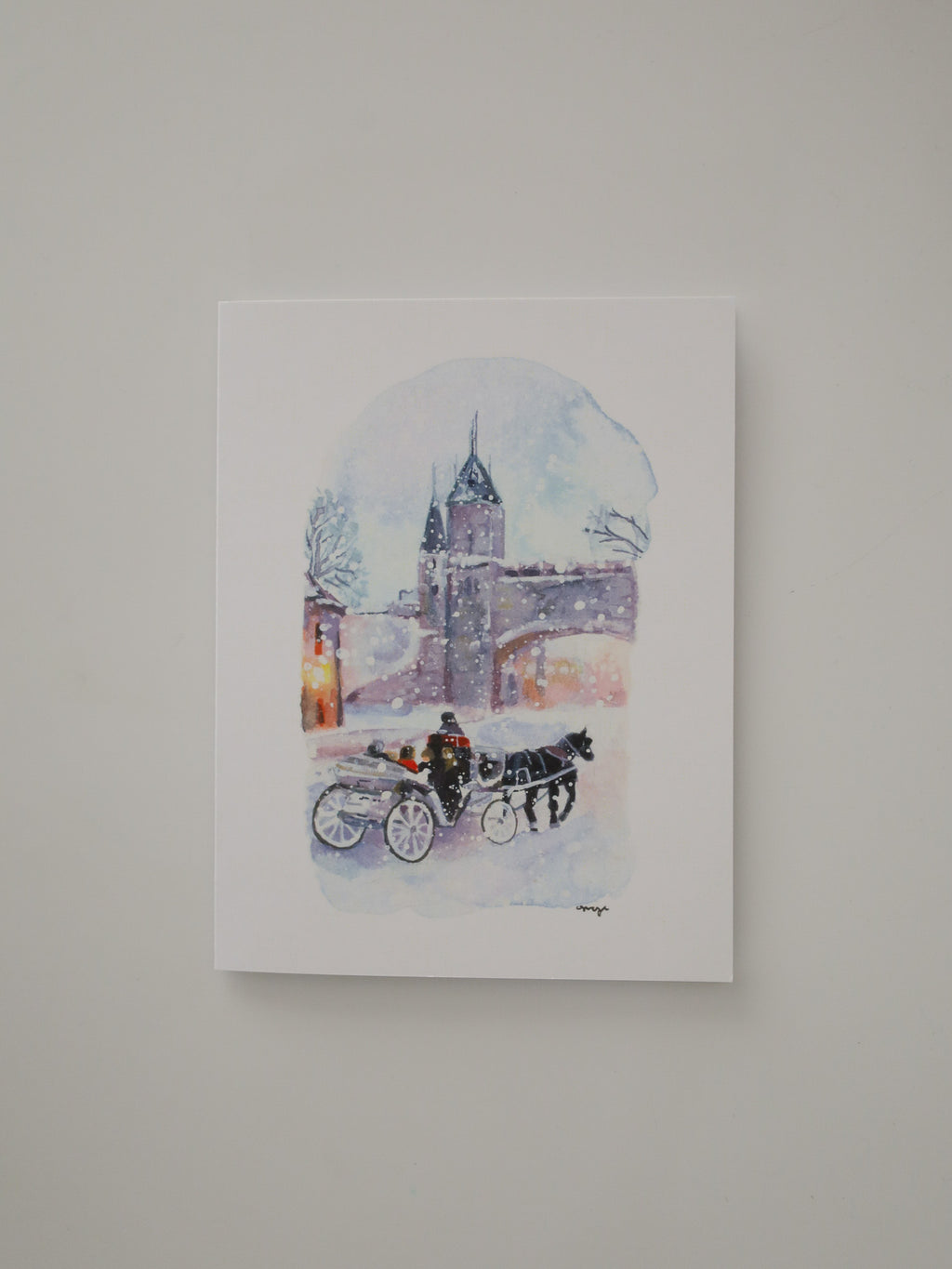 Carriage Ride in Quebec Snow Greeting Card