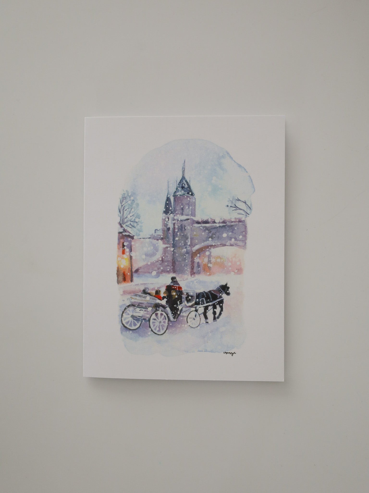 Carriage Ride in Quebec Snow Greeting Card