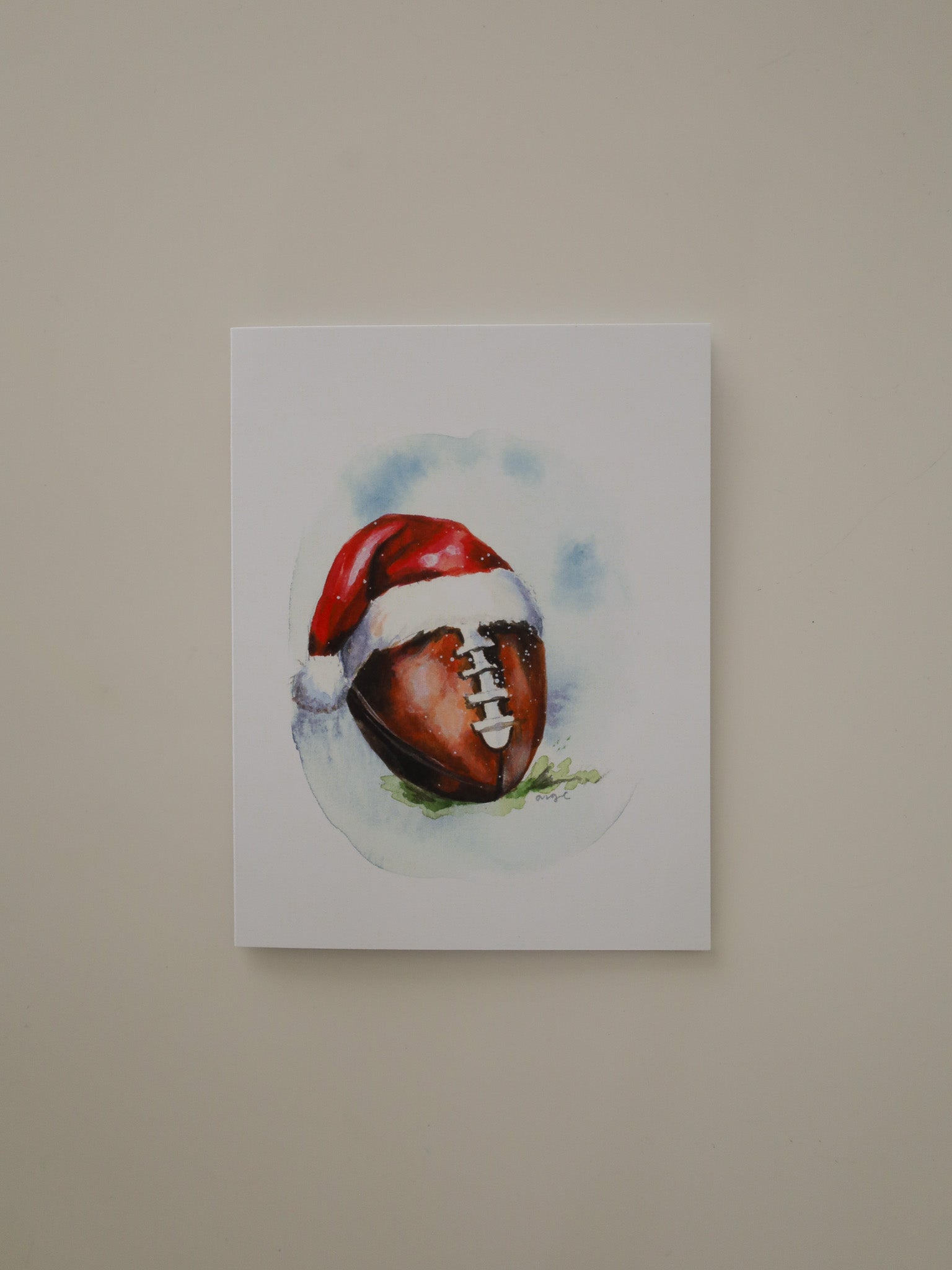 Santa Hat Football Greeting Card
