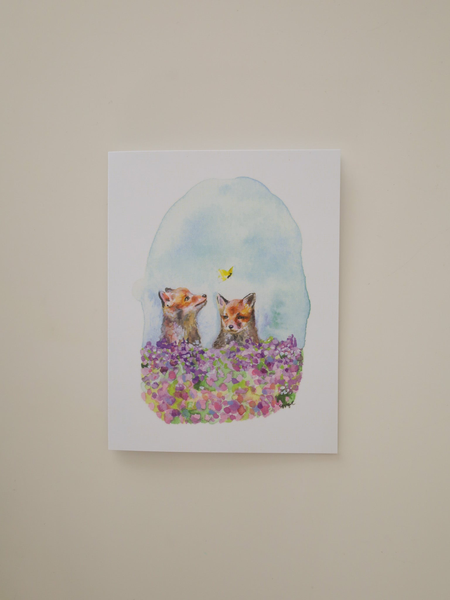 Fox Cubs and Flowers Greeting Card