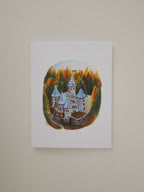 Blue Spires Bright Forests Greeting Card
